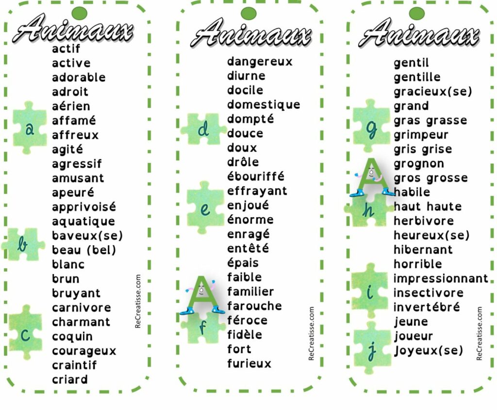 La Grammaire Est Un Jeu : Les Adjectifs • ReCreatisse