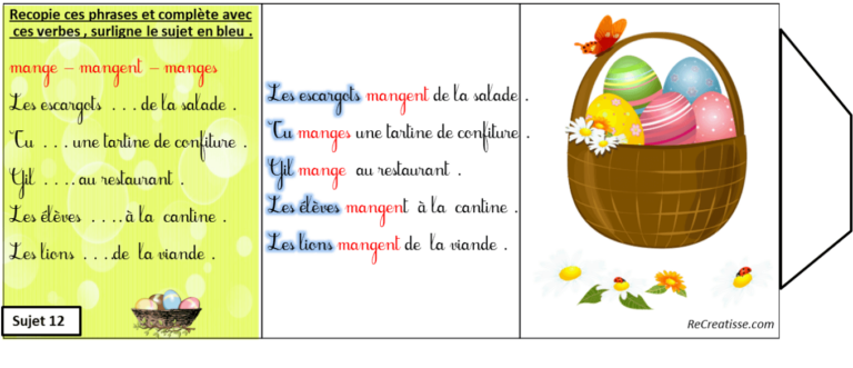 GRAMMAIRE : Activités Autour Du Sujet • ReCreatisse